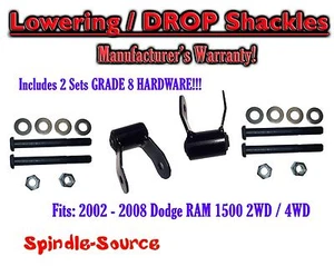 2" Drop Lowering Shackles 2WD 4x4 Grade 8 hardware x2 FOR 02 - 08 Dodge Ram 1500 - Picture 1 of 1