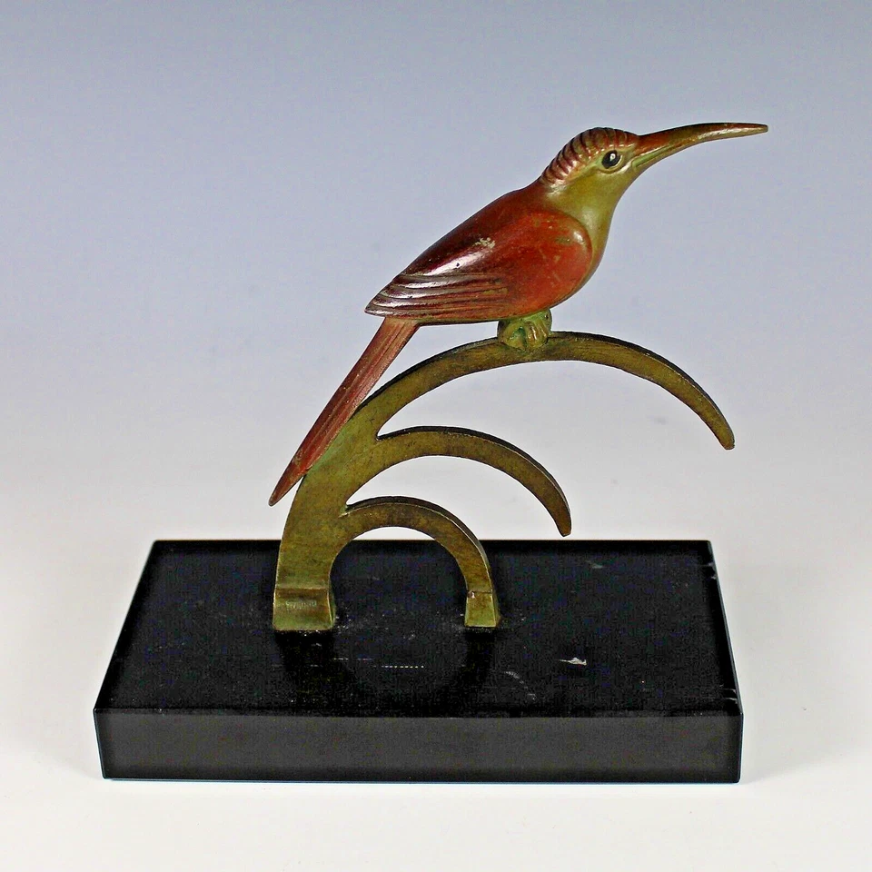 Early 20th C Cold Painted Bronze Bird Sculpture, Presse Papier Paperweight - image 1 of 4