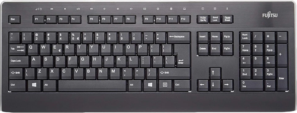 Fujitsu KB955 USB Tastatur Schwarz Slim Office PC Business Laptop QWERTY US - Bild 1 von 2