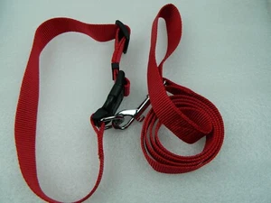 Nylon Industrial Belt Dog Pets Collar & Leash Set Red - Picture 1 of 6