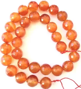 12mm Amazing Faceted Carnelian Agate Round Gemstone Beads Stone-Jewelry Making - Picture 1 of 4