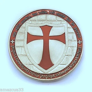 Silver  Knight Templar 1.5" Round two face Coin Heavy Alloy For Templar Military - Picture 1 of 2