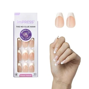 KISS imPRESS No Glue Mani Press-On Nails French 'Ideal' Light Neutral + White... - Picture 1 of 9