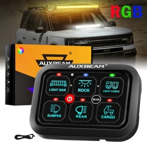 AUXBEAM RA60 RGB 6 Gang LED Switch Panel Toggle Momentary Pulsed 12-24V For Ford - Picture 1 of 12