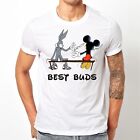 🔥 Best Buds Funny Weed T-shirt mickey and bunny smoking blunt legalize tee