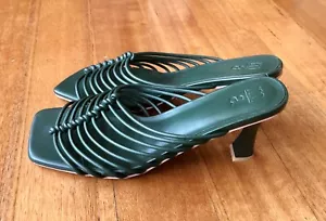 Meilleur Ami Dark Green Leather ‘Forest’ Mules, Size 10 US/41 EU - Picture 1 of 9
