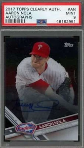Aaron Nola Mint 9 PSA DNA Signed 2017 Topps Clearly Authentic Autograph - Picture 1 of 1