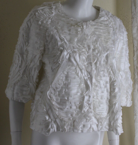 OFF WHITE INCREDIBILE! Giacca Samuel Dong Tg XL Cremosa Francese Arruffata 3 4 Art to Wear Tessuto