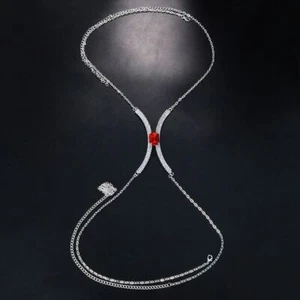 Rhinestone Chest Chain Sexy Bracket Bra Harness Necklace Women Body Jewelry Gift - Picture 1 of 10