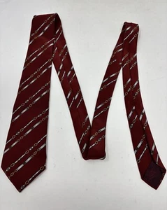 Gucci Corbata de Seda Accesorios Colección Borgoña Cadena Estampado Italia 57"x 3" LEER 60 - Imagen 1 de 10