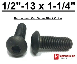 1/2-13 x 1-1/4" Button Socket Head Cap Screws Allen Hex Drive Black Oxide Alloy - Picture 1 of 3