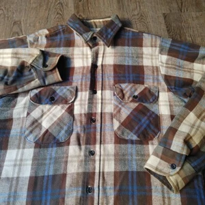 Vintage Five Brother Jacke Herren mittelbraun kariert Flanell Steppfutter Made in USA - Bild 1 von 9