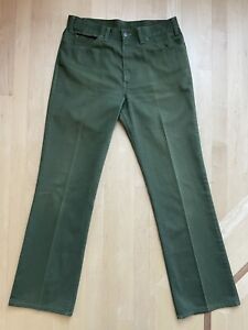 Vtg 60s 70s LEVIS Big E Sta Prest 517 Green Corded Jeans Talon Sz 34 x 32 