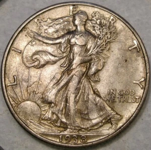 1938 D LIBERTY WALKING SILVER HALF DOLLAR SCARCE SEMI KEY HIGHER QUALITY BEAUTY - Picture 1 of 4