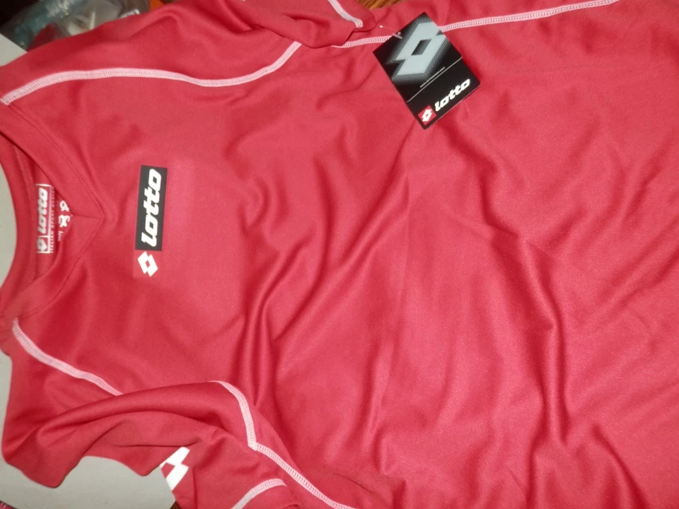 Lotto 足球 红色 意大利运动设计衬衫 尺寸 青少年 L — 第 1/2 张图片