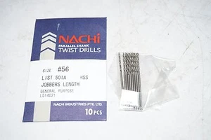 10 pezzi NACHI numero #56 HSS Jobber lunghezza trapani a torsione 501A - Foto 1 di 1