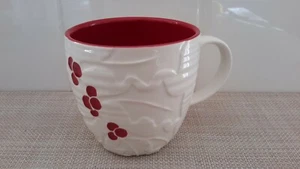 Starbucks 2010 Christmas Holiday Coffee Mug Holly Berry  White Red EUC - Picture 1 of 9