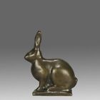 Early 20th Century Bronze Study entitled "Alert Seated Rabbit" Gunnar Nilsson