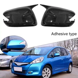 Carbon Fiber Look Rearview Mirror Cover Trim Cap For 2009-2013 Honda Fit/Jazz - Foto 1 di 5