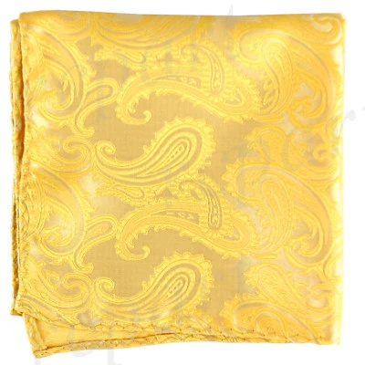Nuevo Pañuelo Cuadrado de Bolsillo de Microfibra Marca Q Para Hombre Solo Paisley Amarillo Formal Foto 1 de 2
