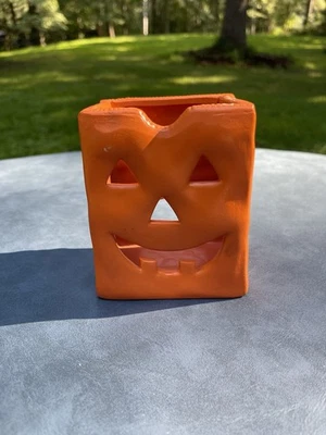 Candelabro de té vintage de cerámica con linterna Jack O calabaza 5”x4” Foto 1 de 4