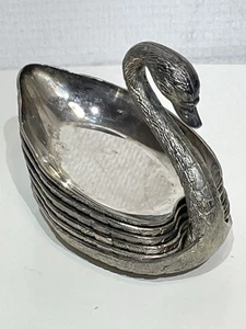 Wunderschöne kleine leere Schale-Tasche Aschenbecher Schwan aus versilbertem Metall 70er Jahre - Bild 1 von 21
