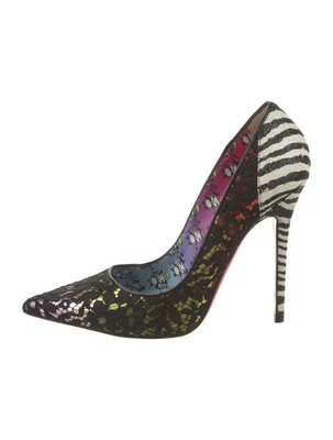 JIMMY CHOO Anouk x Rob Pruitt Black&Metallic Lace Leather Pumps SZ 10 IT 40 Good - image 1 of 4