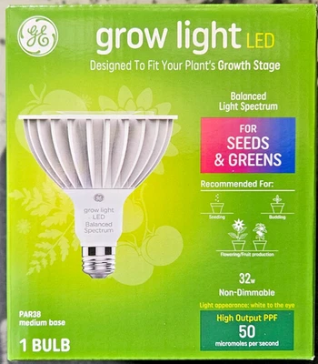 GENERAL ELECTRIC GE Grow Seeds Greens 250W EQ Balanced spectrum Medium base LED Grow Light Bulb