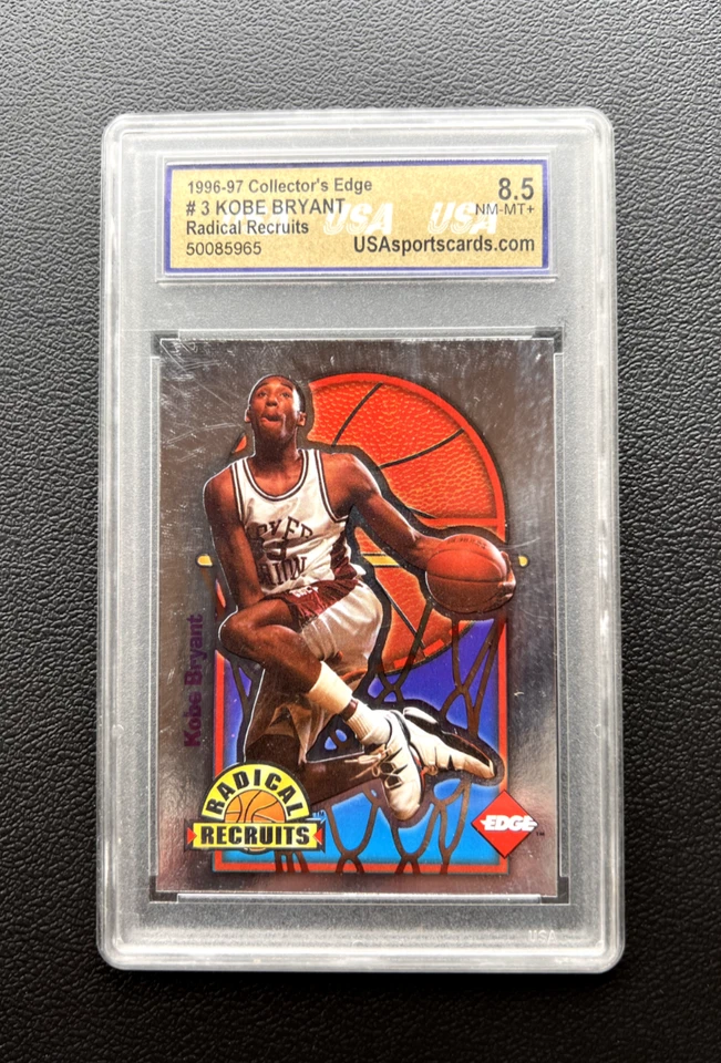 KOBE BRYANT NOVATO CALIFICADO CASI NUEVO - ¡¡COMO NUEVO+!! Collector's Edge Radical Recruits #3 1996 Foto 1 de 2