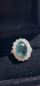 Beautiful TOURMALINE RING WITH DIAMONDS IN PLATINUM Setting - Picture 1 of 5