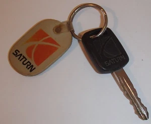 Vintage 1990s Saturn Car Key with Dealer Keychain Frederick MD - Picture 1 of 2