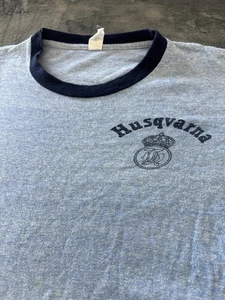 Vintage Quality Sportswear 60/70’a Husqvarna Motorcycle Ringer TShirt XLarge - Picture 1 of 8