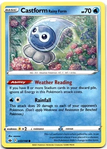 Castform Rainy Form Common SWSH06: Chilling Reign 033/198 NM Pokemon - Picture 1 of 2