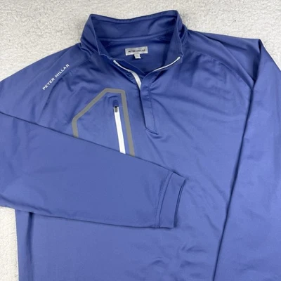 Pullover de golf Peter Millar para hombre azul Forge Performance 1/4 cremallera talla grande Foto 1 de 4