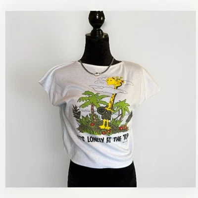 Vintage 1986 BJ Frog Funky Single Stitch Baby Tee Cropped Graphic Tee Size L - Image 1 of 4