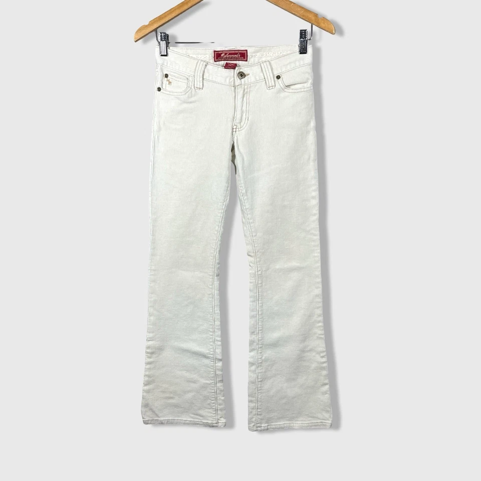 Pantalones Y2K Abercrombie Fitch Pana Bootcut Niñas 12 Blanco Tiro Bajo Romántico Foto 1 de 4