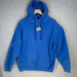 LA Rams New Era Hoodie Men's Pullover Sweatshirt Large Blue Distressed Vintage - Picture 1 of 13