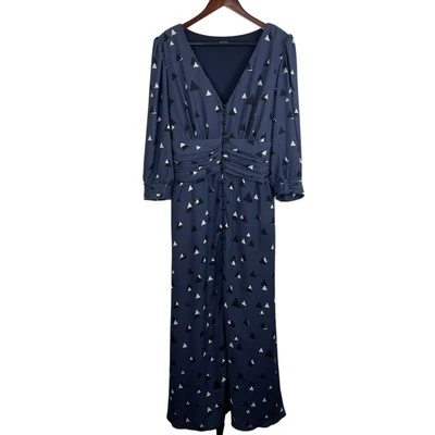 Eshakti Size 16 Blue White Black Print Button Midi Maxi Dress Party Event Flaw - Image 1 of 4