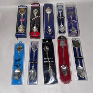 Lote De Colección De 10 Cucharas De Recuerdo Coleccionistas Plato De Plata En Caja/En Caja  - Imagen 1 de 13