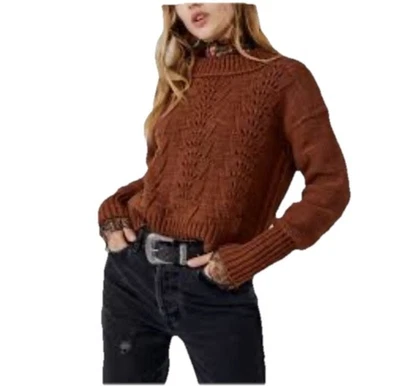 Suéter Pullover Free People Bell Song Recortado en Marrón Chocolate Talla Grande Nuevo con Etiquetas Foto 1 de 4