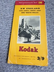 Antique Kodak Map S.W. England. Devon, Cornwall, Somerset, Dorset. - Picture 1 of 12