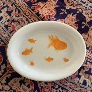 Gibson Orange Goldfish Koi Fish Oval Trinket Soap Ceramic Dish 6 1/2" X 5"  - Picture 1 of 6