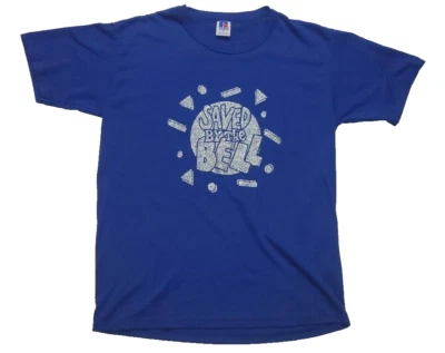 Camisa Feminina Vintage Anos 90 SAVED BY THE BELL Azul Manga Curta Tamanho Médio - Imagem 1 de 4