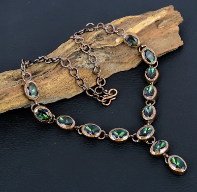 Collar de mujer electroformado cobre piedras preciosas hechas a mano topacio místico joyería Foto 1 de 4