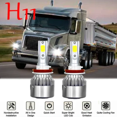 For Volvo VNL VNM 630 670 730 780 2X H11 6000K COB LED Headlight Low Beam Bulbs - Image 1 of 4