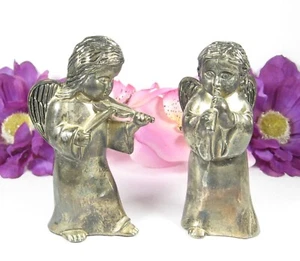 MUSICAL ANGELS Vintage GODINGER Silver Art Salt & Pepper Shaker Set Silverplate - Picture 1 of 8