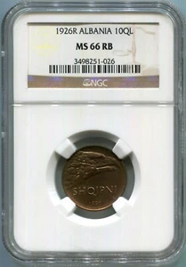 Albania - 1926R 10QL KM#2 in NGC MS 66 RB - Picture 1 of 2