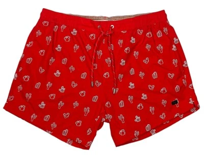 Bañador BOSS Hugo Boss Blanco Tiburón Rojo Bordado Cactus Secado Rápido Talla L Nuevo Foto 1 de 4