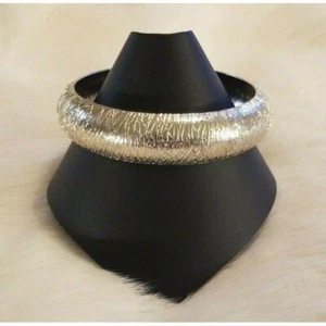 Retro Silver Abstract Bracelet Bangle 80s 90s Y2K Textured Rave Cybergoth 3016 - Picture 1 of 7