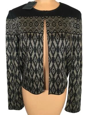 NWT ST. JOHN Knits Black Gold Shimmer Eve Topper Jacket Blazer sz 10 $1395 - Image 1 of 4